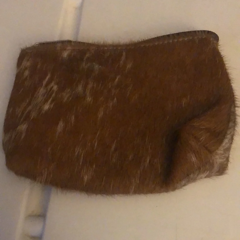 Raviana genuine calf leather zip pouch w/ rhinestone’s made in Texas